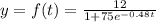 y=f(t)=\frac{12}{1+75e^{-0.48t}}