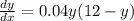 \frac{dy}{dx}=0.04y(12-y)