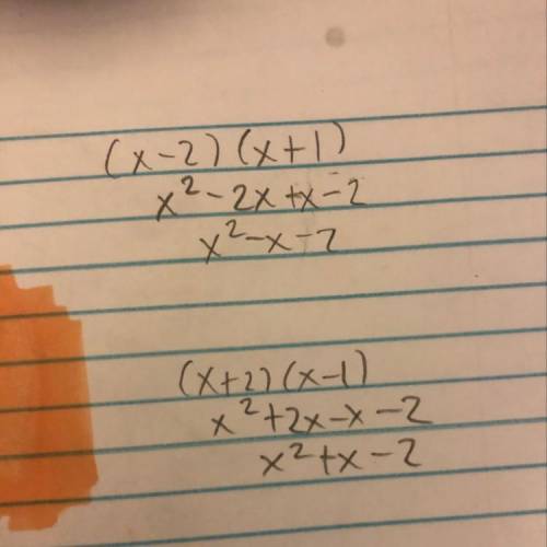 What is the factored form of x2 – x-22 (x-2)(x + 1) (x + 2)(x + 1) (x - 2)(x - 1) (x + 2)(x - 1)
