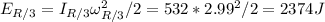 E_{R/3} = I_{R/3}\omega_{R/3}^2/2 = 532*2.99^2/2 = 2374 J