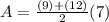 A = \frac{(9) + (12)}{2}(7)