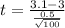 t = \frac{3.1 - 3}{\frac{0.5}{\sqrt{100}}}