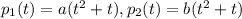p_1(t) = a(t^2+t), p_2(t)= b(t^2+t)