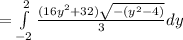 = \int\limits^2_{-2} \frac{(16y^2 +32)\sqrt{-(y^2-4)} }{3} dy