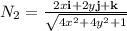 N_2 = \frac{2x \textbf{i} +2y \textbf{j} + \textbf{k}}{\sqrt{4x^2+4y^2+1} }