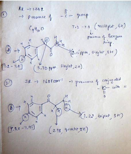 Be sure to answer all parts. Identify the structures of isomers A and B (molecular formula C9H10O).