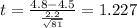t=\frac{4.8-4.5}{\frac{2.2}{\sqrt{81}}}=1.227