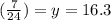 (\frac{7}{24})=y=16.3