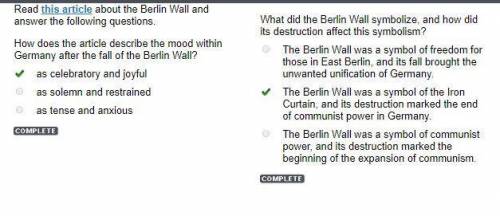 Read this article about the Berlin Wall and answer the following questions. How does the article des