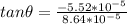 tan \theta = \frac{-5.52 *10^{-5}}{8.64 *10^{-5}}
