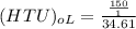 (HTU)_{oL} = \frac{\frac{150}{1} }{34.61}
