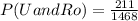 P(U and Ro) = \frac{211}{1468}