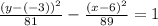 \frac{(y-(-3))^2}{81}-\frac{(x-6)^2}{89}=1