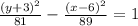 \frac{(y+3)^2}{81}-\frac{(x-6)^2}{89}=1