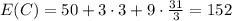 E(C) = 50 + 3\cdot 3 + 9 \cdot \frac{31}{3} = 152