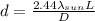 d = \frac{2.44 \lambda_{sun} L}{D}