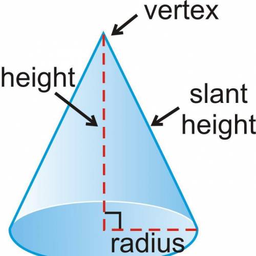 Б) Which label on the cone below represents the radius? ОООО
