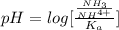 pH =  log [\frac{\frac{NH_3}{NH^{4+}} }{K_a} ]