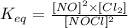 K_{eq}=\frac{[NO]^2\times [Cl_2]}{[NOCl]^2}