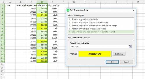 With the range E2:E30 selected, create a new conditional formatting rule that uses a formula to appl