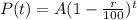 P(t)=A(1-\frac{r}{100})^{t}