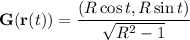 \mathbf G(\mathbf r(t))=\dfrac{(R\cos t,R\sin t)}{\sqrt{R^2-1}}