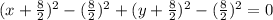 (x+\frac{8}{2} )^{2} - (\frac{8}{2})^{2} + (y+\frac{8}{2} )^{2} - (\frac{8}{2})^{2} =0