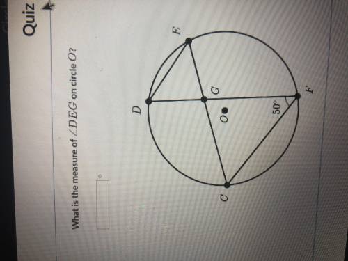 What is the measure of \angle DEG∠DEGangle, D, E, G on circle OOO? ^\circ  ∘ degrees