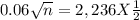 0.06 \sqrt{n} = 2,236 X \frac{1}{2}