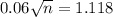 0.06 \sqrt{n} = 1.118