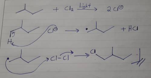 1. Show the mechanism for the main product for the monochlorination of 2-methylbutane. List all othe