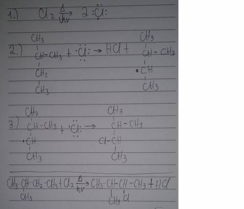 1. Show the mechanism for the main product for the monochlorination of 2-methylbutane. List all othe