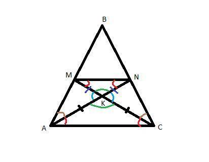 In triangle ABC points M and N lie on sides AB and BC, respectively such that MN∥ AC . Segments AN a