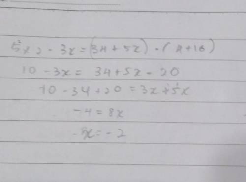 Find the solution of 5x2 - 3x =17x2 + 5x) - (2x2 + 16)a 2b -8c 8d -2