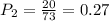 P_2=\frac{20}{73} =0.27