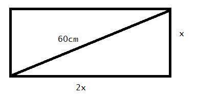 The length of a rectangle is twice as long as the width. If the diagonal length of the rectangle

is