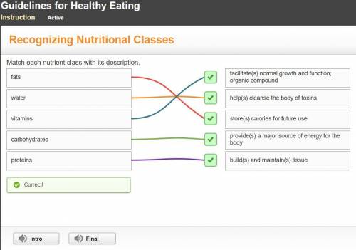 Match each nutrient class with its description