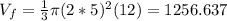 V_f = \frac{1}{3} \pi (2*5)^2 (12)= 1256.637
