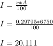 I= \frac{r*A}{100} \\\\I = \frac{0.29795*6750}{100} \\\\I = 20.111