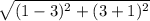 \sqrt{(1-3)^2+(3+1)^2}