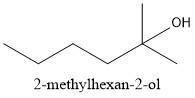 What is the name of the organic product formed when 2-methylhexan-2-ol is reacted with acidified pot