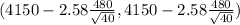 (4150 - 2.58 \frac{480}{\sqrt{40} } , 4150 - 2.58 \frac{480}{\sqrt{40} })