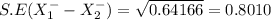 S.E( X^{-} _{1} - X^{-} _{2} ) =  \sqrt{0.64166} = 0.8010
