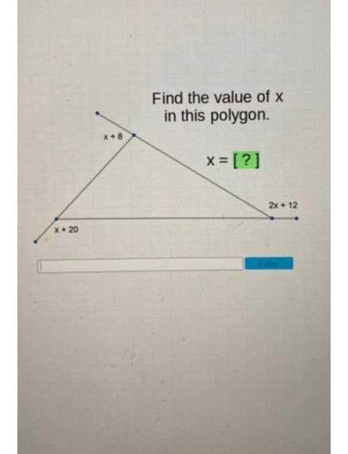 Polygon Angle Sums - Part 2

Acellus
Find the value of x
in this polygon.
X + 8
x= [?]
2x + 12
x + 2