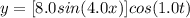 y=[8.0sin(4.0x)]cos(1.0t)