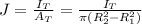 J=\frac{I_T}{A_T}=\frac{I_T}{\pi(R_2^2-R_1^2)}