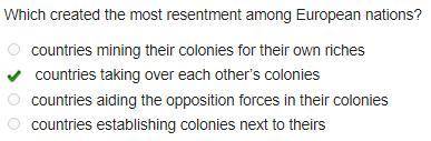 Which created the most resentment among European nations?

A countries mining their colonies for the