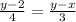 \frac{y - 2}{4}  =  \frac{y - x}{3}