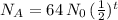 N_A=64\,N_0\,(\frac{1}{2} )^t