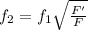 f_2=f_1\sqrt{\frac{F'}{F} }